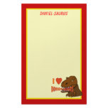I Love I Heart Dinosaurs Cartoon Tyrranosaurus Rex Stationery Paper