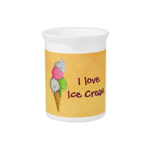 I love Ice Cream -custom txt - Beverage Pitcher