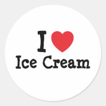 I love Ice Cream heart T-Shirt Round Stickers