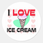 I Love Ice Cream Round Sticker