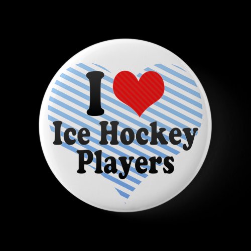 I Love Ice Hockey Players Pin