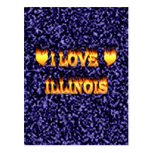 I love illinois fire and flames post card