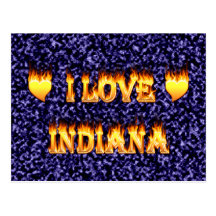 i love indiana fire and flames blue post cards