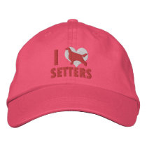 I Love Irish Setters Embroidered Hat (Pink) embroidered hats