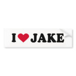 I LOVE JAKE BUMPER STICKER