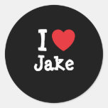 I love Jake heart custom personalized Round Sticker