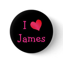 I Love James buttons