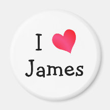 I Love James Refrigerator Magnet