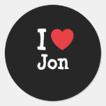 I love Jon heart custom personalized Round Sticker