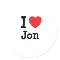 I love Jon heart custom personalized stickers