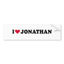 I LOVE JONATHAN BUMPER STICKER