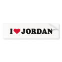 I LOVE JORDAN bumper stickers