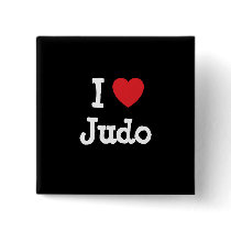 I love Judo heart custom personalized buttons