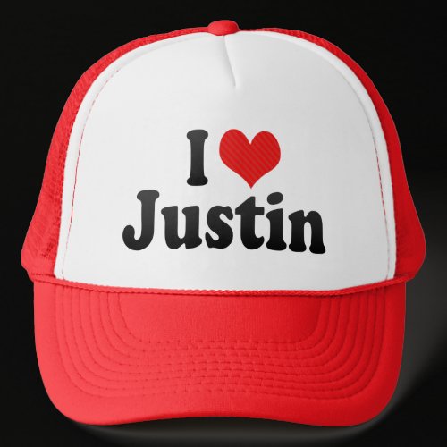 I Love Justin Trucker Hats