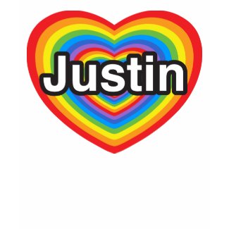 I love Justin. I love you Justin. Heart shirt