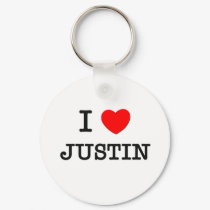 I Love Justin keychains