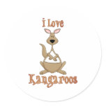 I Love Kangaroos Round Stickers