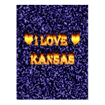 I love kansas fire and flames postcard