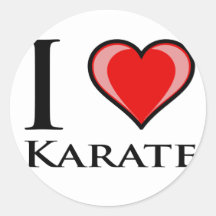 I Love Karate Round Stickers