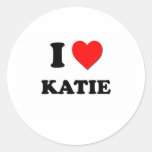 I Love Katie Round Stickers