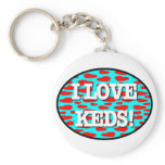 I LOVE KEDS Red Hearts Keychain