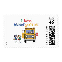 I Love Kindergarten Postage Stamps