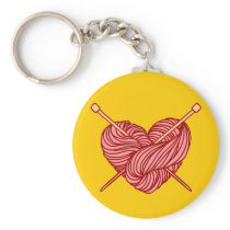 I Love Knitting Keychain