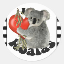 I Love Koalas Round Stickers