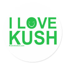 I Love KUSH funny 420 stoner chick dude chronic stickers