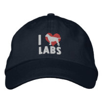 I Love Labs Embroidered Hat (Dark) embroidered hats by MenagerieMayhem I Love Labs Embroidered Hat (Dark) embroidered hats