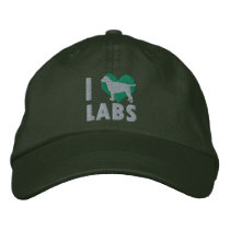 I Love Labs Embroidered Hat (Green) embroidered hats by MenagerieMayhem I Love Labs Embroidered Hat (Green) embroidered hats