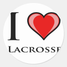 I Love Lacrosse Round Stickers
