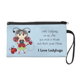 I Love Ladybugs Fairy Wristlet Quote Bag Blue