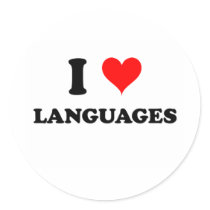 I Love Languages Round Sticker