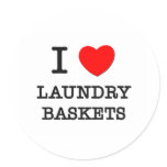 I Love Laundry Baskets Round Sticker