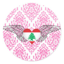 I Love Lebanon -wings Round Stickers