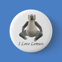I Love Lemurs Button