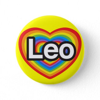 I love Leo. I love you Leo. Heart Pinback Button