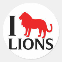 I Love Lions Round Stickers