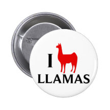 I Love Llamas Pinback Buttons