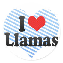 I Love Llamas Round Stickers