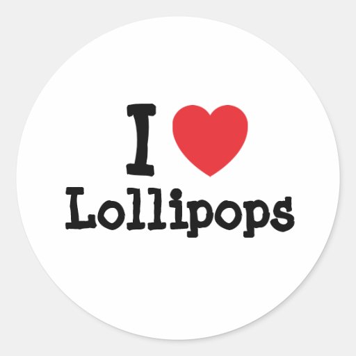 I love Lollipops heart T-Shirt Round Stickers