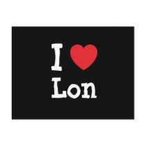 I love Lon heart custom personalized postcards