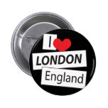 I Love London England Pinback Buttons