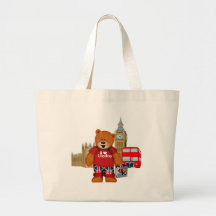 I Love London -Teddy Bear Canvas Bags