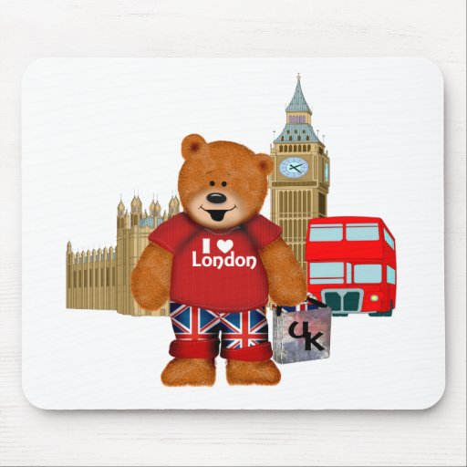 I Love London -Teddy Bear Mouse Pads
