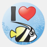 I Love Longfin Bannerfish Round Stickers
