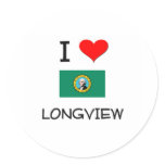 I Love Longview Washington Round Stickers