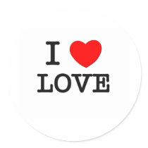I Love Love Round Stickers