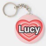 I love Lucy. I love you Lucy. Heart Key Chains